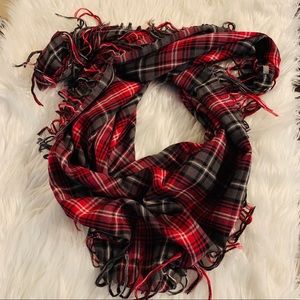 Pink and Grey Plaid Square Scarf